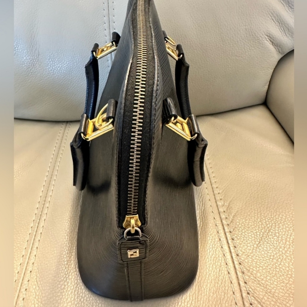 Fendi Black Leather Handbag with Gold Accents - Picture 11 of 12